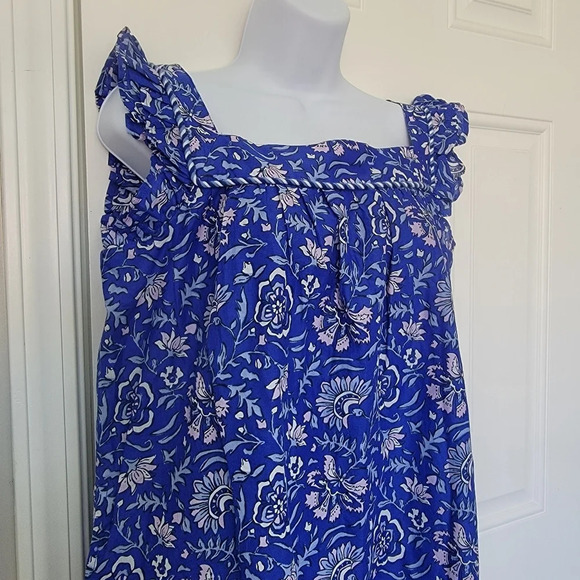 NWT Vineyard Vines Girls Flutter Sleeve Dress Blue With Pink Lt Blue Floral XL - Picture 2 of 13